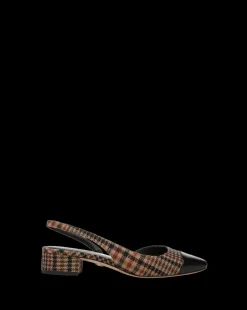 Cecile Plaid Cap-Toe Slingback in Camel Multi
