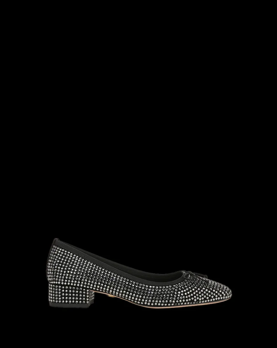 Cecile Rhinestone Ballet Pump in Black Rhinestone