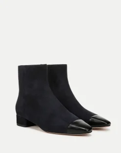 Cecile Suede Cap-Toe Bootie in Indigo/Black
