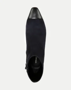 Cecile Suede Cap-Toe Bootie in Indigo/Black