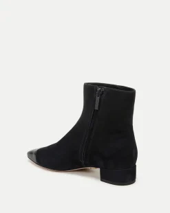 Cecile Suede Cap-Toe Bootie in Indigo/Black