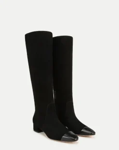Cecile Suede Knee High Boots in Black