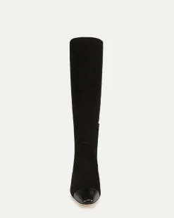 Cecile Suede Knee High Boots in Black