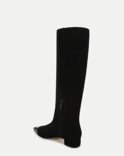 Cecile Suede Knee High Boots in Black