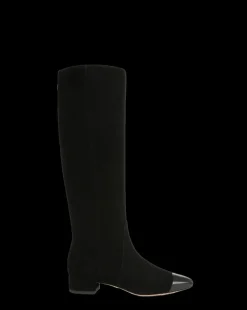 Cecile Suede Knee High Boots in Black