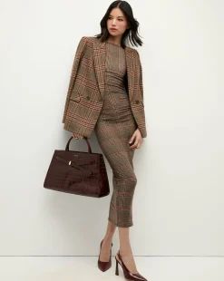 Charissa Plaid Sheath Dress in Camel
