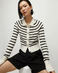 Cheshire Cashmere Cardigan in Off-White/Black