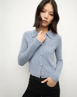 Cheshire Cashmere Cardigan in Smoke Blue