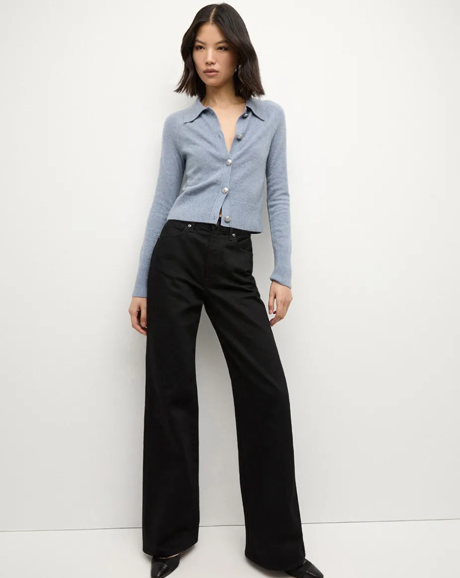 Cheshire Cashmere Cardigan in Smoke Blue