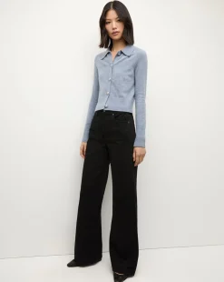 Cheshire Cashmere Cardigan in Smoke Blue