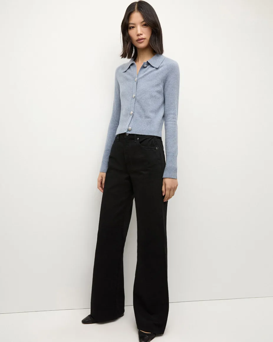 Cheshire Cashmere Cardigan in Smoke Blue