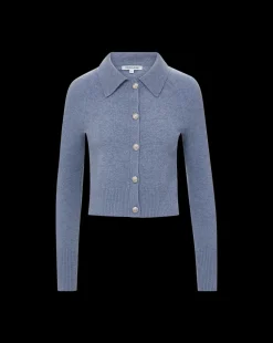 Cheshire Cashmere Cardigan in Smoke Blue