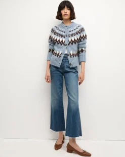 Christina Fairisle Cardigan in Smoke Blue Multi