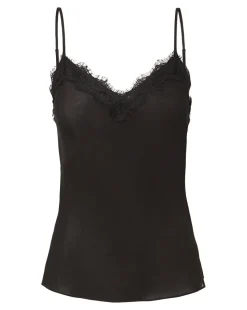 Ciarlo Lace-Trim Tank Silk Camisole in Black
