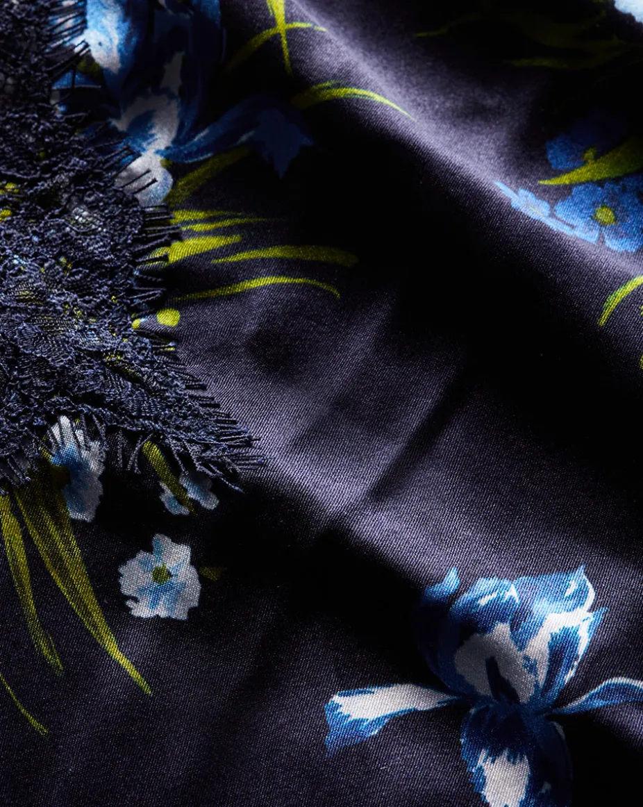 Ciarlo Stretch-Silk Top in Navy Multi