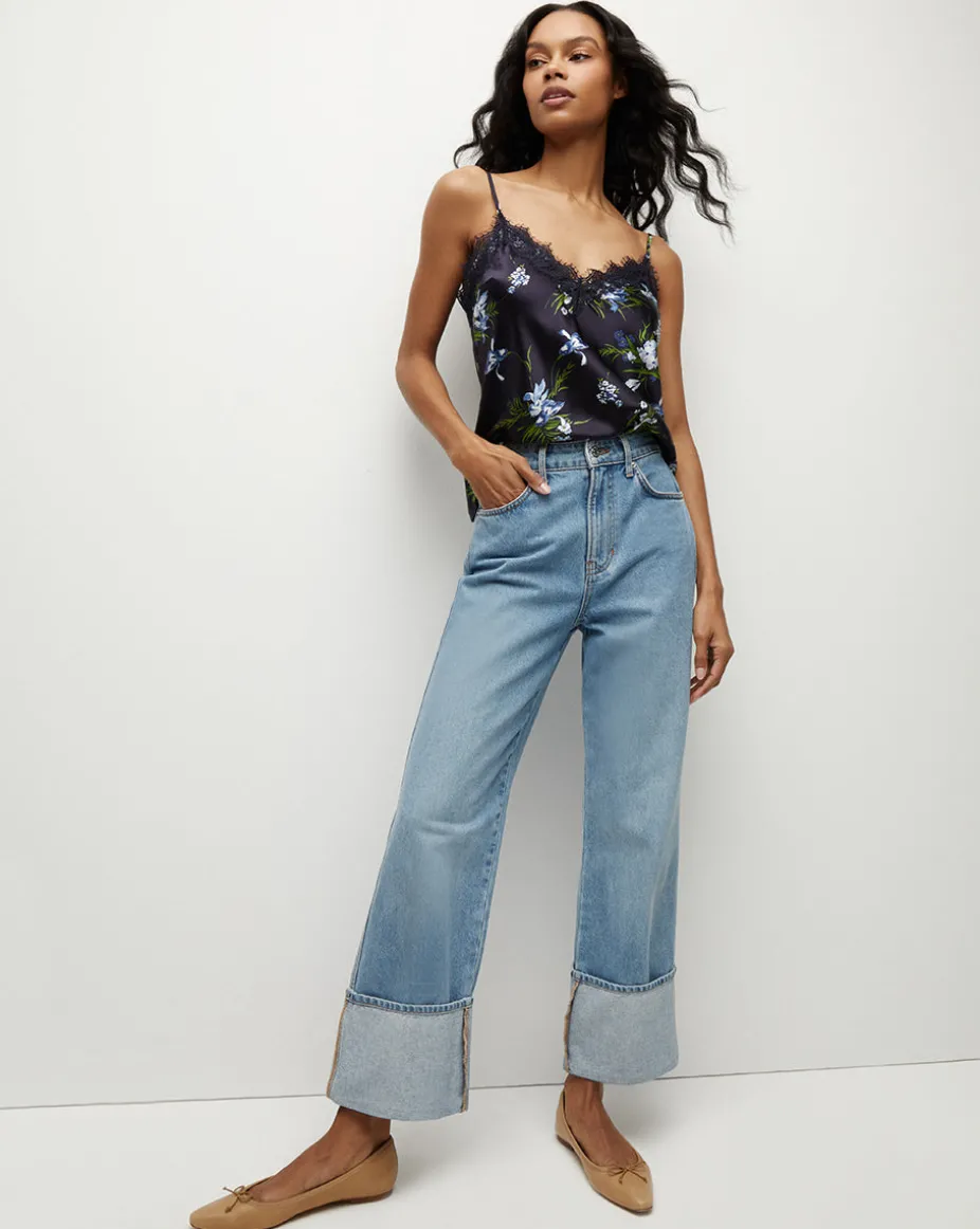 Ciarlo Stretch-Silk Top in Navy Multi