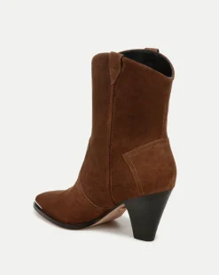 Cody Suede Western Bootie in Cedar