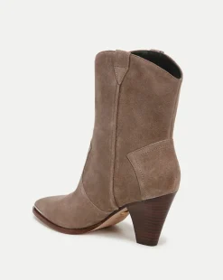 Cody Suede Western Bootie in Taupe