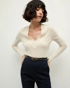 Coleta V-Neck Cashmere Sweater in Ivory