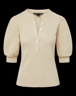 Coralee Puff-Sleeve Tee in Limestone