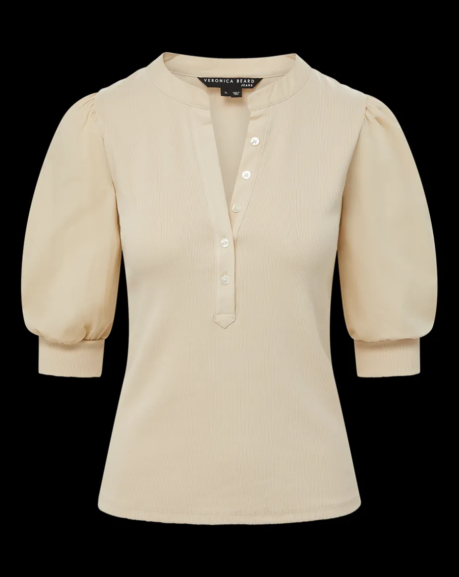 Coralee Puff-Sleeve Tee in Limestone