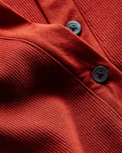 Coralee Puff-Sleeve Top in Brick Red