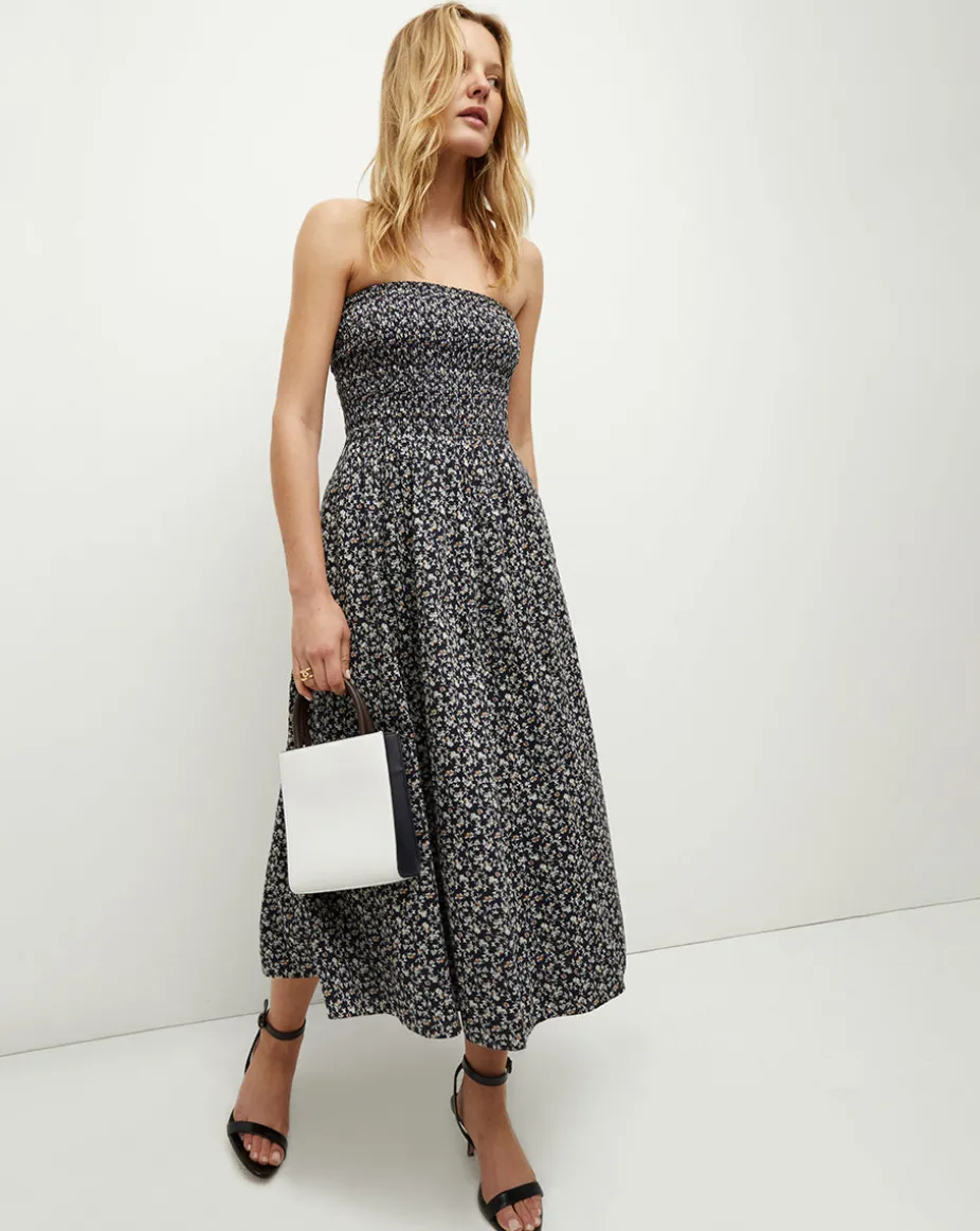 Cornelia Smocked Dress in Navy Multi