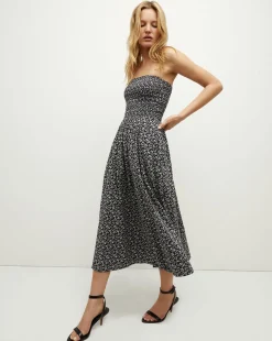 Cornelia Smocked Dress in Navy Multi