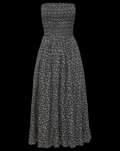 Cornelia Smocked Dress in Navy Multi