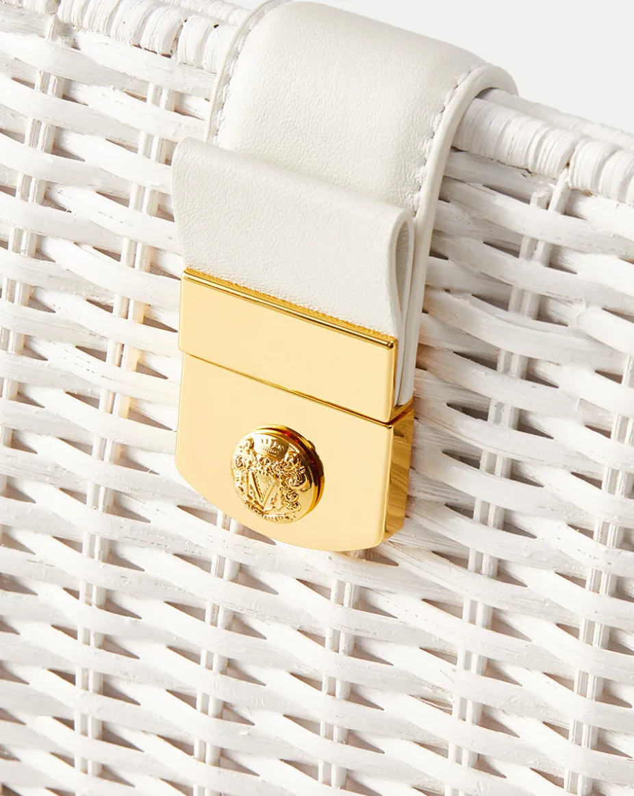 Crest Lock Basket Clutch in Off-White