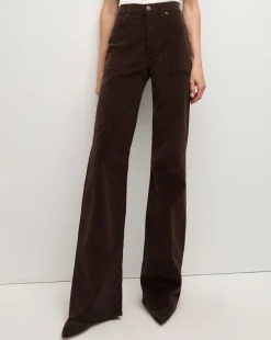 Crosbie Corduroy Wide-Leg Pant in Dark Chocolate
