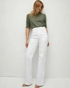 Crosbie Patch Pockets Slim Wide-Leg Jean in White