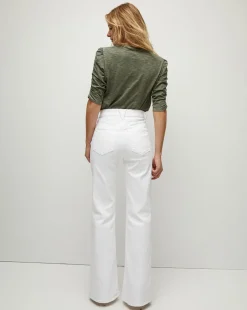 Crosbie Patch Pockets Slim Wide-Leg Jean in White