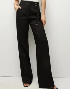 Cruz Stretch-Linen Pants in Black
