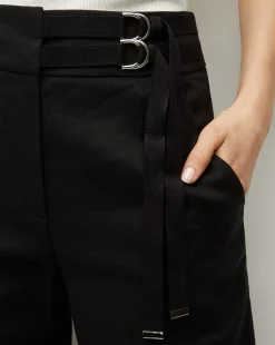Cruz Stretch-Linen Pants in Black