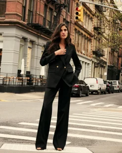 Cruz Stretch-Linen Pants in Black