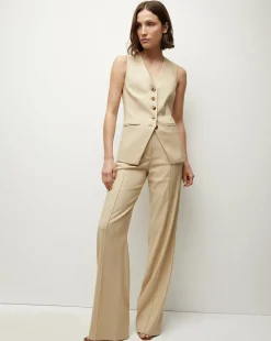 Cruz Stretch-Linen Pants in Stone Khaki
