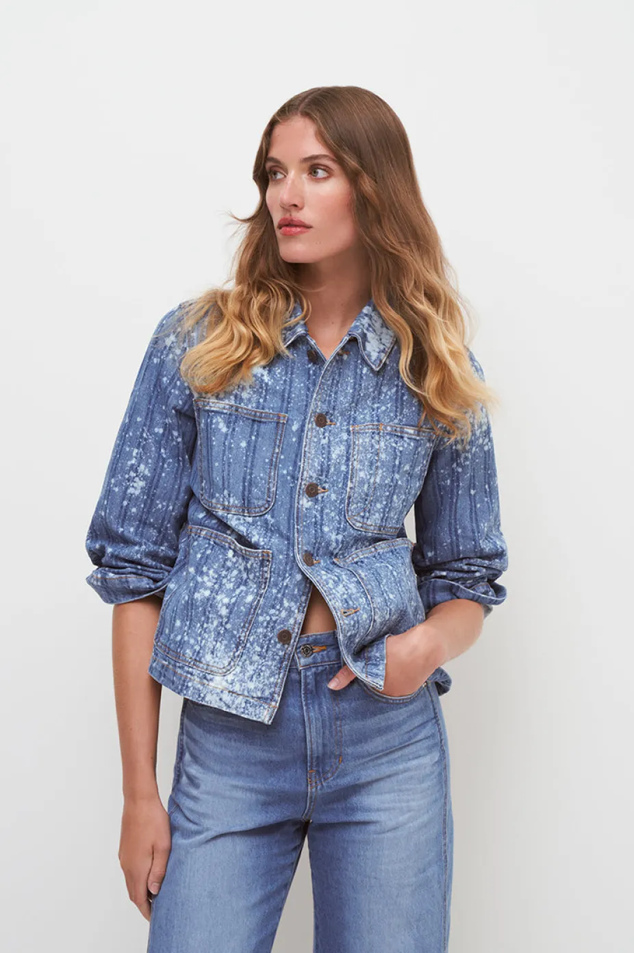 Dahl Acid-Washed Denim Jacket in Sapphire Sun