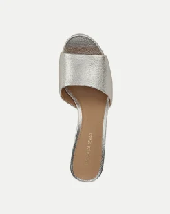 Dali Metallic Silver Leather Block Heel Sandal