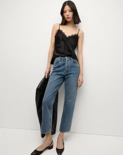 Daniela Cropped Straight-Leg Jean in Blue