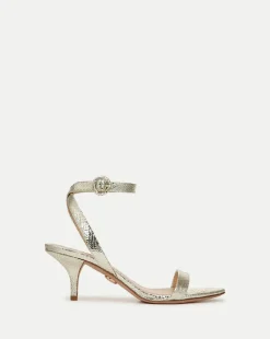 Darcelle Metallic Leather Sandal in Platinum