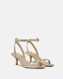 Darcelle Metallic Leather Sandal in Platinum