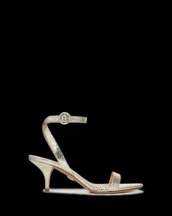 Darcelle Metallic Leather Sandal in Platinum
