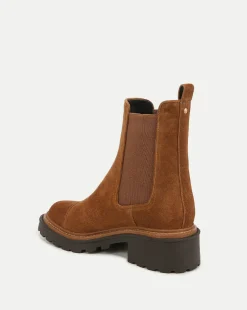 Delilah Suede Bootie in Caramel