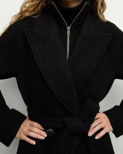 Della Wool Dickey Coat in Black