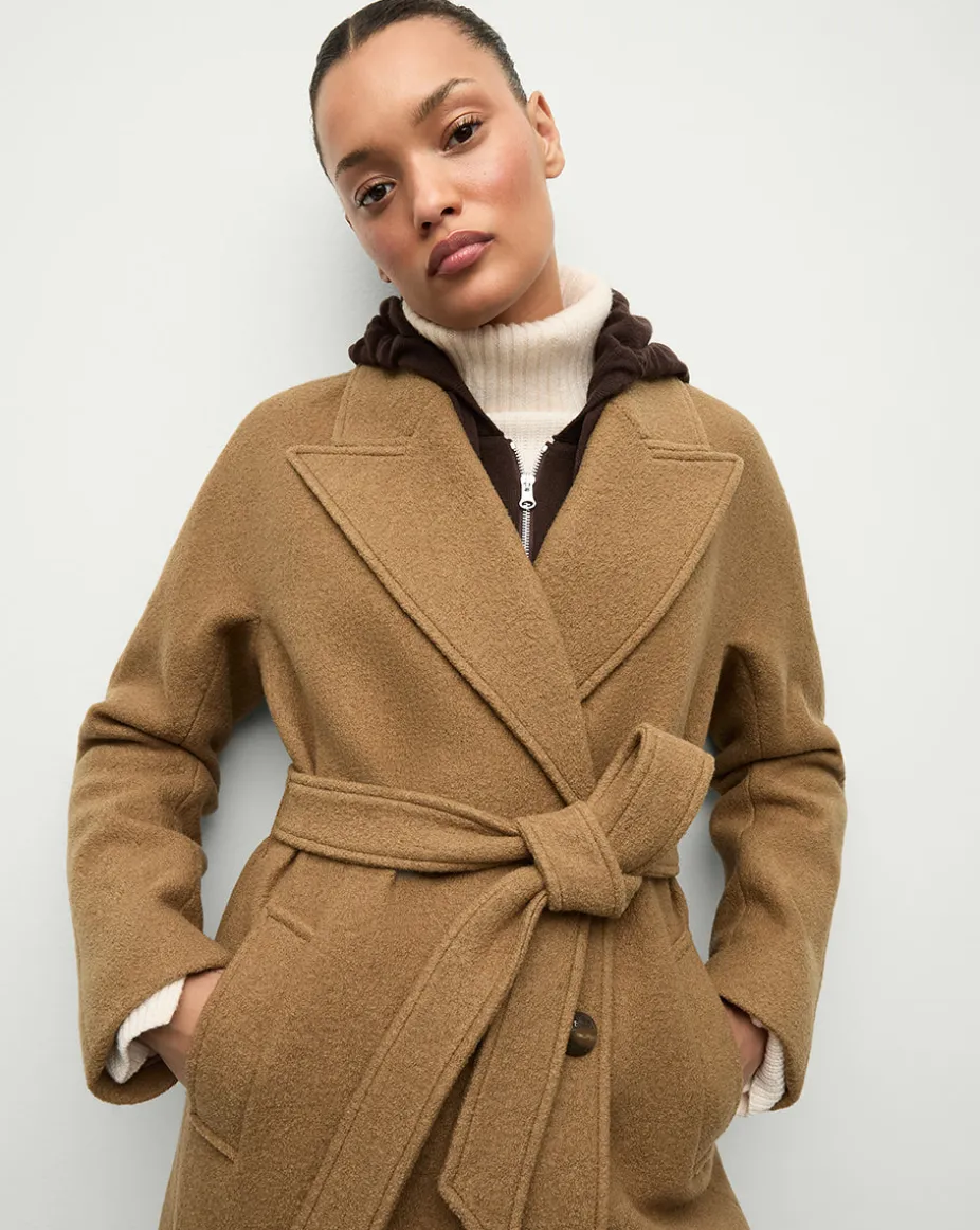 Della Wool Dickey Coat in Dark Camel