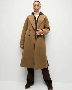 Della Wool Dickey Coat in Dark Camel