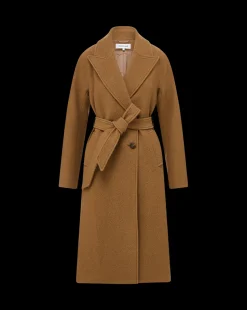 Della Wool Dickey Coat in Dark Camel