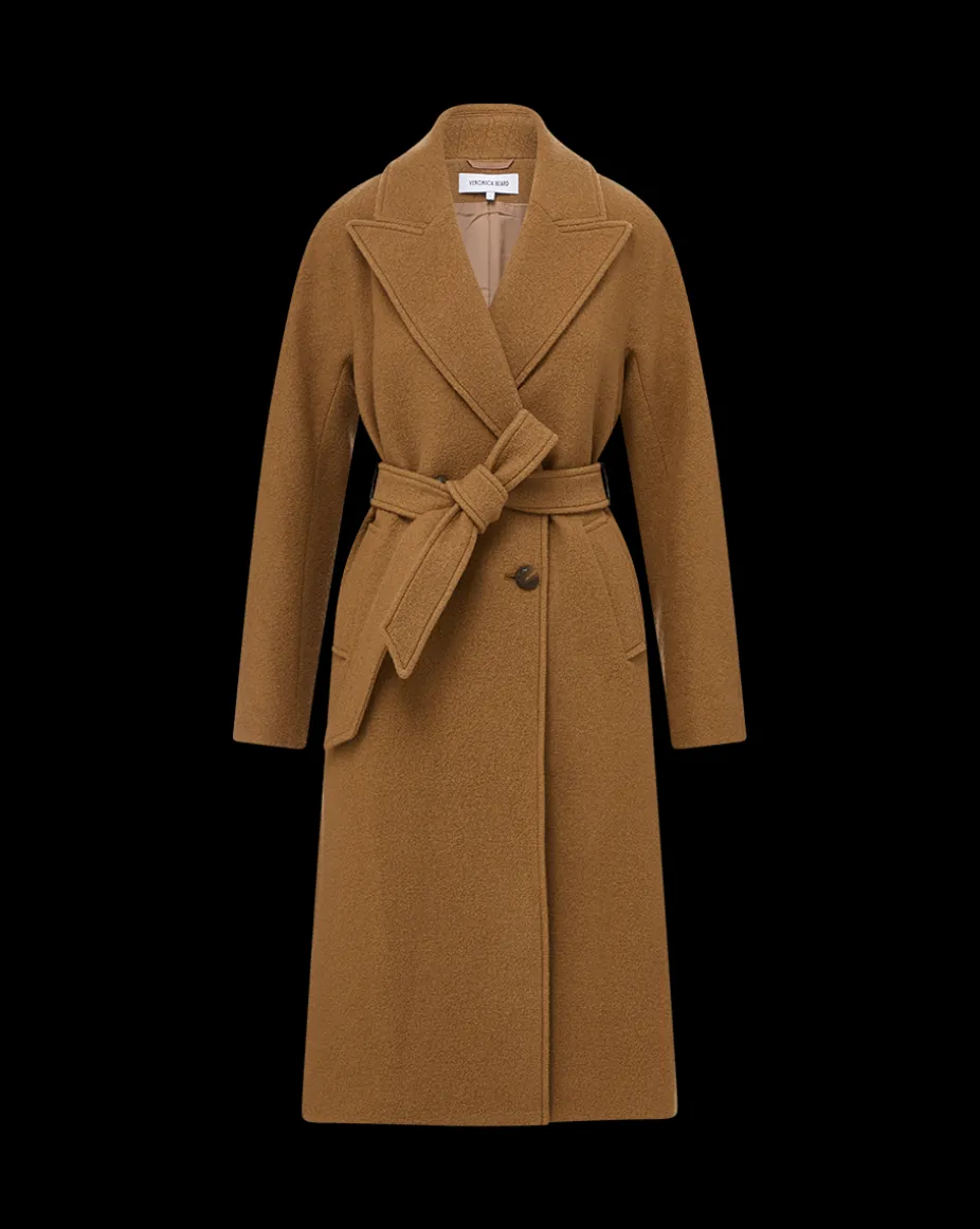 Della Wool Dickey Coat in Dark Camel