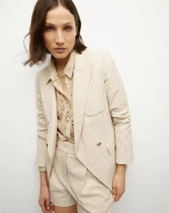 Didion Seersucker Jacket in Khaki/White